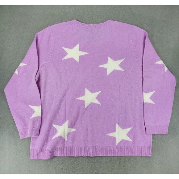 New Talbots 2XP Lilac Pink Cashmere Star Sweater Preppy Soft Casual Crew Neck - Picture 2 of 4